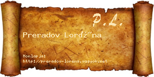 Preradov Loréna névjegykártya
